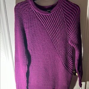 Simply Vera Vera Wang Purple Ribbed Crew Neck Sweater